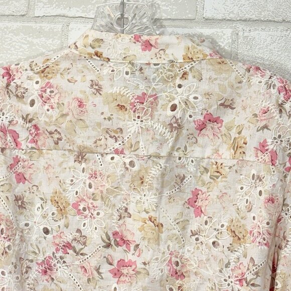 NWT Bardot Button Floral Eyelet Top Large Cottage Embroidered‎ Garden Victorian - Picture 11 of 12